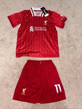 Liverpool Kids' Red & Gold Home Soccer Kit - Jersey and Shorts